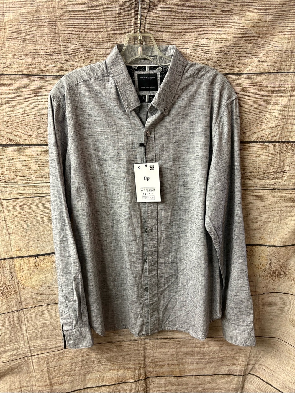😍Melange Men's Heather Grey Lightweight Button-Up Shirt Jacket